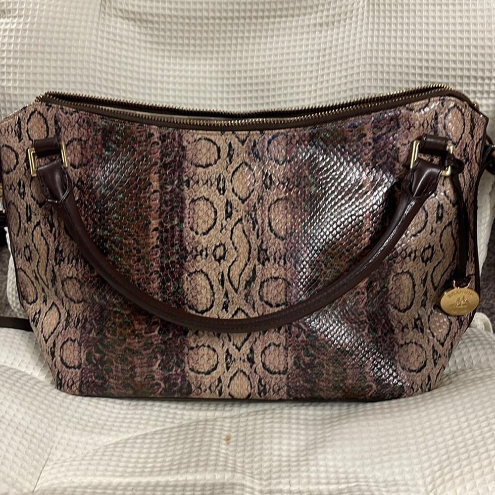 BRAHMIN Sachel/Crossbody Bag. EUC Brown Snakeskin